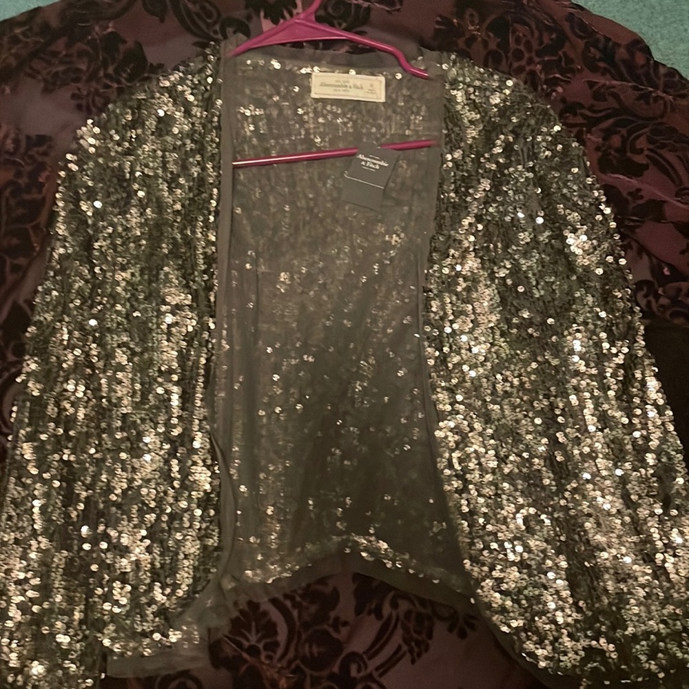 sequined open jacket
